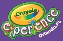 A purple background with the words crayola experience in front of it.