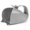 A gray whale shaped dish holder with two handles.