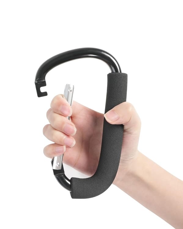 A hand holding an object with a handle.