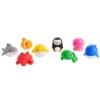 A group of different colored animals that are in the water.